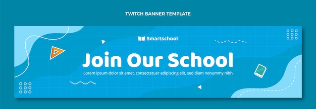 Flat back to school twitch banner template