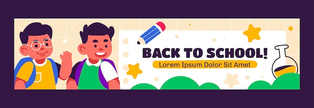 Flat back to school twitch banner