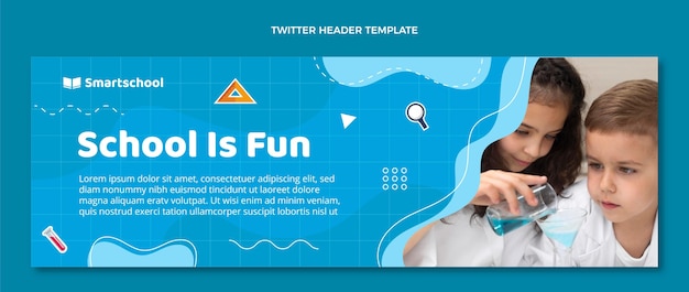 Free vector flat back to school twitter header template