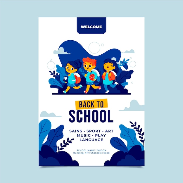 Flat back to school vertical poster template