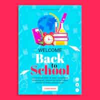 Free vector flat back to school vertical poster template