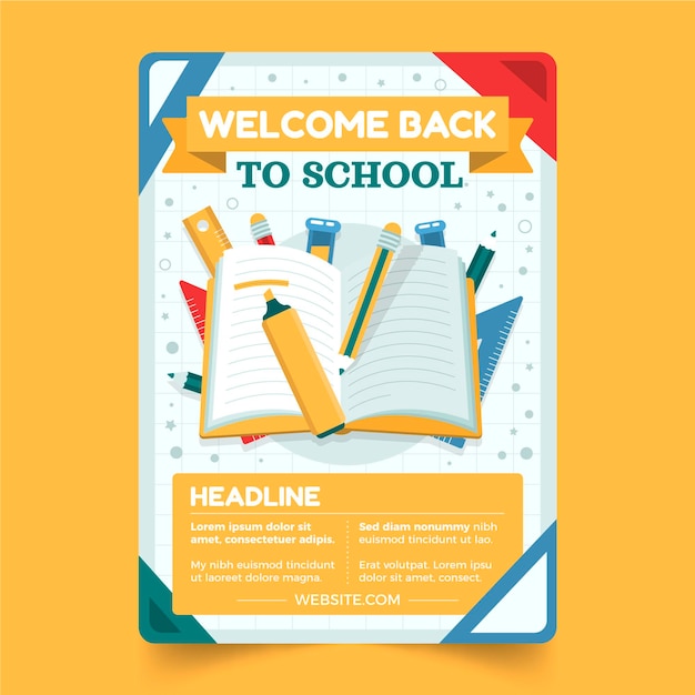 Free vector flat back to school vertical poster template