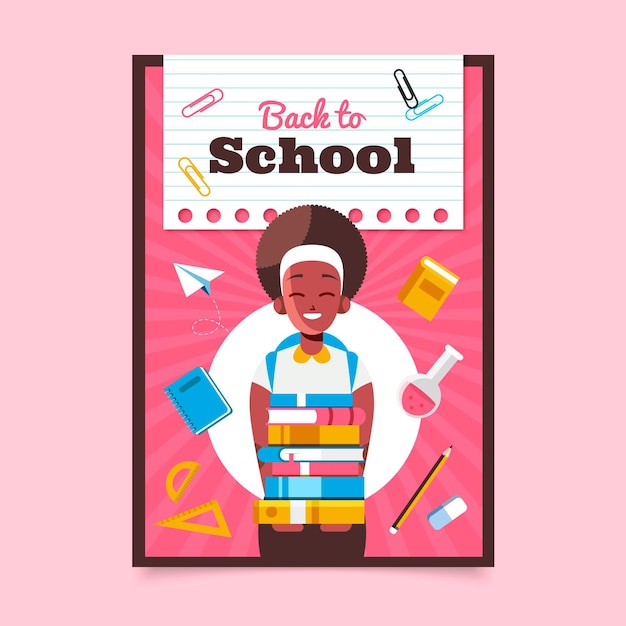 Free vector flat back to school vertical poster template