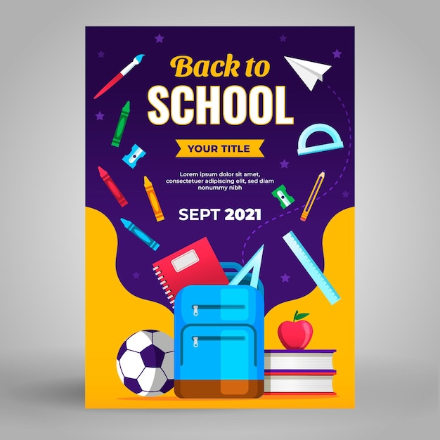 Free vector flat back to school vertical poster template