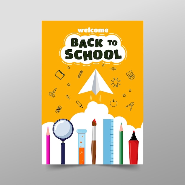 Flat back to school vertical poster template