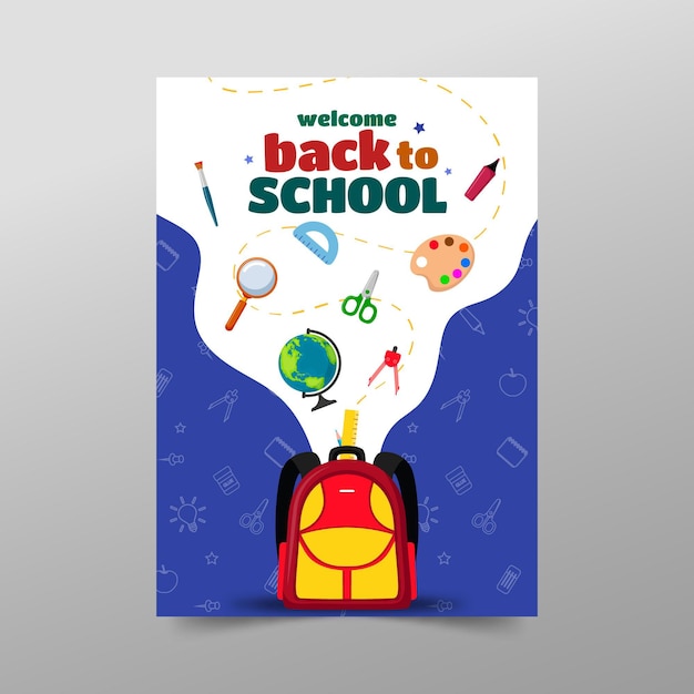 Flat back to school vertical poster template