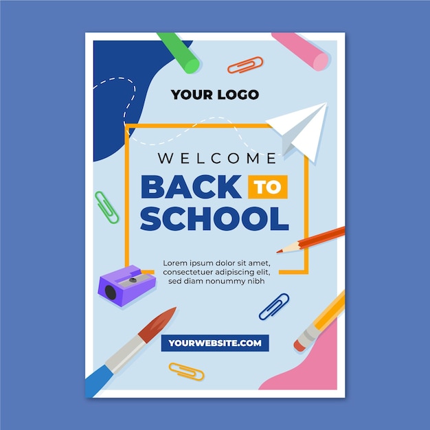 Free vector flat back to school vertical poster template