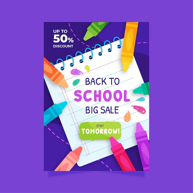 Flat back to school vertical poster template