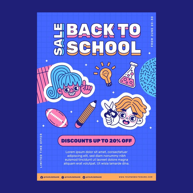 Flat back to school vertical poster template