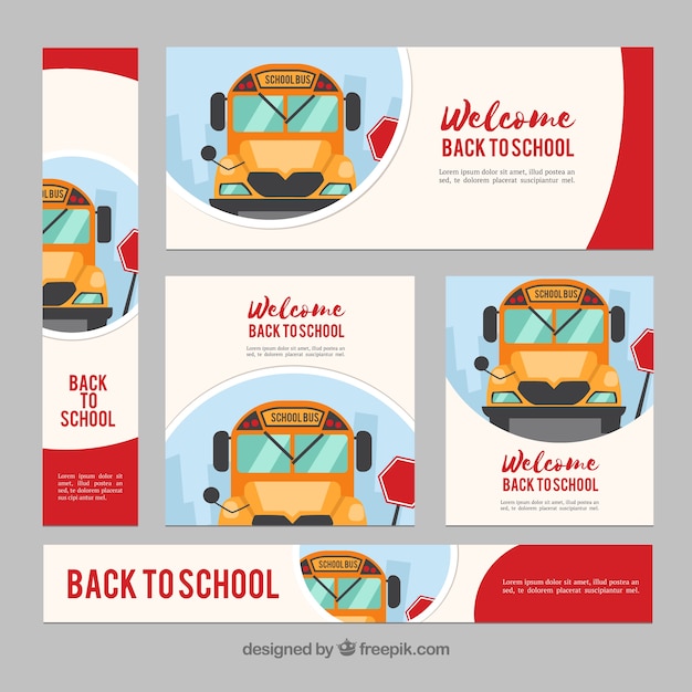 Free vector flat back to school web banners