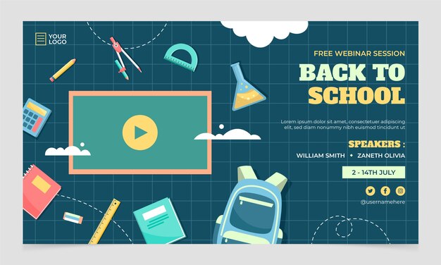 Flat back to school webinar template