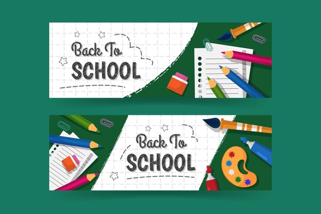 フラットデザインの学校のバナーに戻る 無料のベクター フラットデザインの学校のバナーに戻る 無料のベクター
