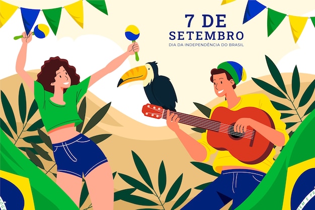 Flat background for 7 de setembro celebration