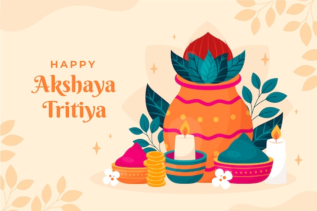 Vettore gratuito sfondo piatto per la celebrazione del festival akshaya tritiya