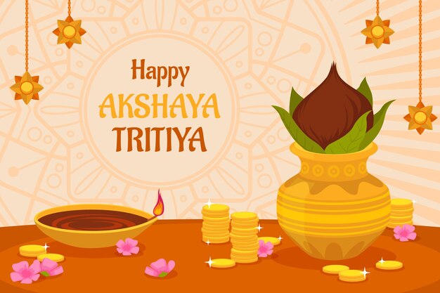 Free vector flat background for akshaya tritiya festival celebration