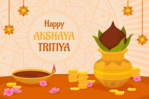 Akshaya tritiya 축제 축하를 위한 평평한 배경