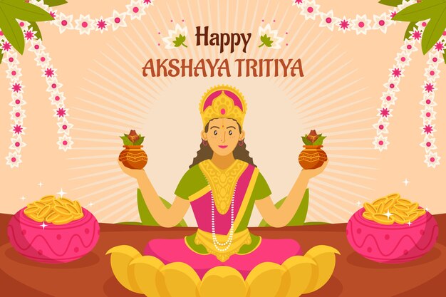 Akshaya tritiya 축제 축하를 위한 평평한 배경