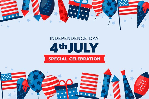 Flat background for american 4th of july celebration