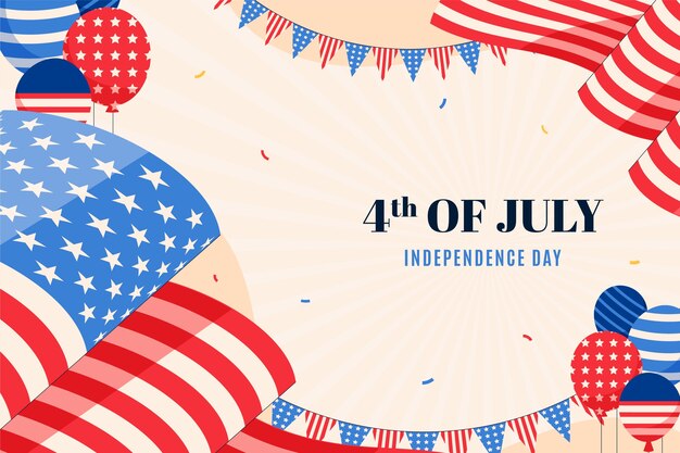 Free vector flat background for american 4th of july celebration