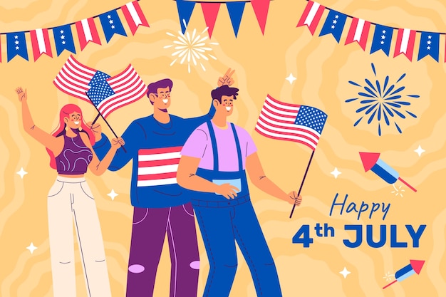 Flat background for american 4th of july celebration