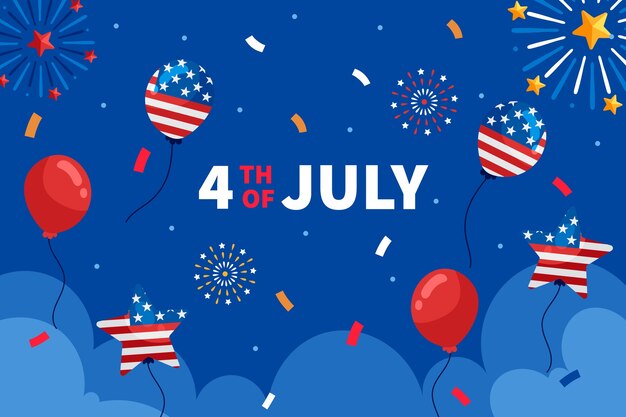 Flat background for american 4th of july celebration