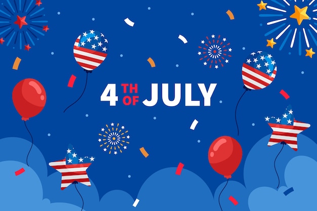 Flat background for american 4th of july celebration