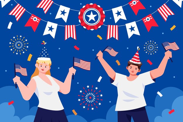 Flat background for american 4th of july celebration