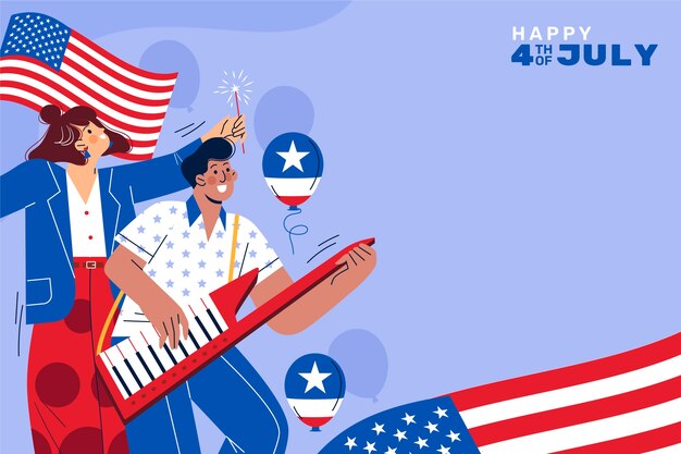 Flat background for american 4th of july celebration