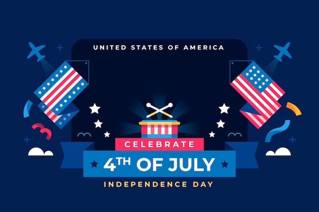 Free vector flat background for american 4th of july celebration