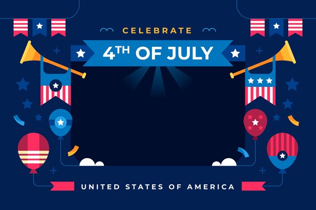 アメリカの 7 月 4 日のお祝いのフラット背景