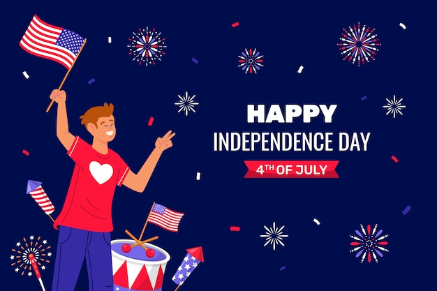 Flat background for american 4th of july celebration