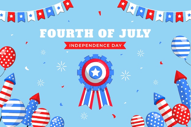 Flat background for american 4th of july celebration