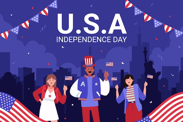 Free vector flat background for american 4th of july holiday celebration