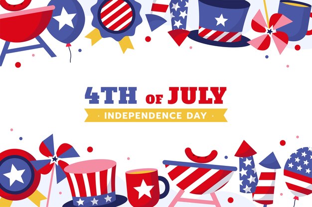 Free vector flat background for american 4th of july holiday celebration