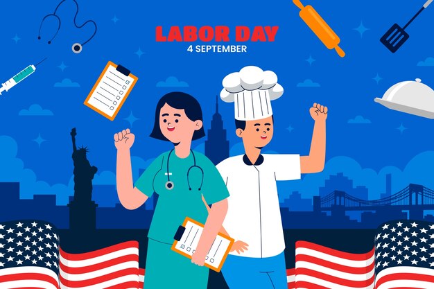 Free vector flat background for american labor day celebration