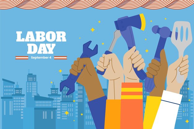 Flat background for american labor day celebration
