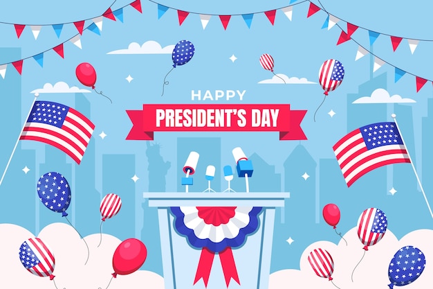 Free vector flat background for american presidents day celebration