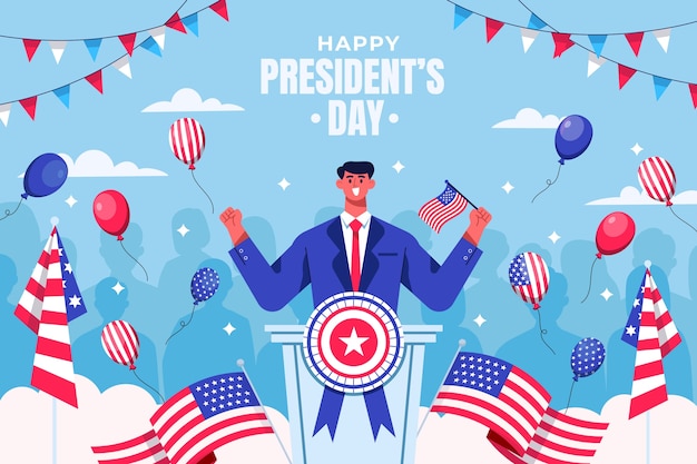 Flat background for american presidents day celebration