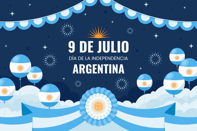 아르헨티나 독립 기념일 축하를 위한 평평한 배경