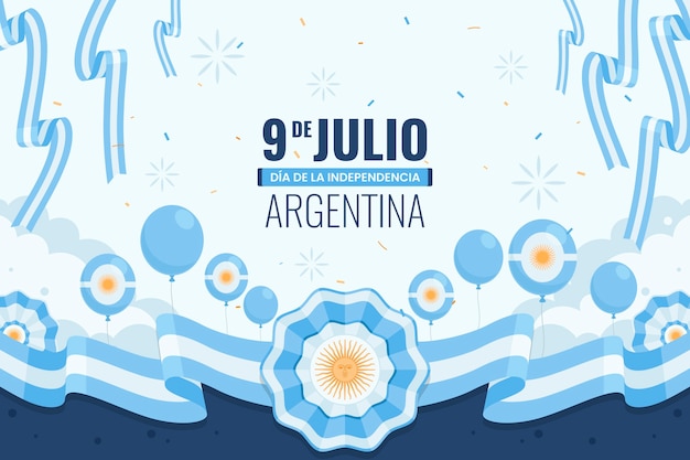 Vettore gratuito sfondo piatto per la celebrazione del giorno dell'indipendenza argentina