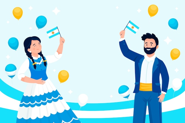 Vettore gratuito sfondo piatto per la celebrazione del giorno dell'indipendenza argentina