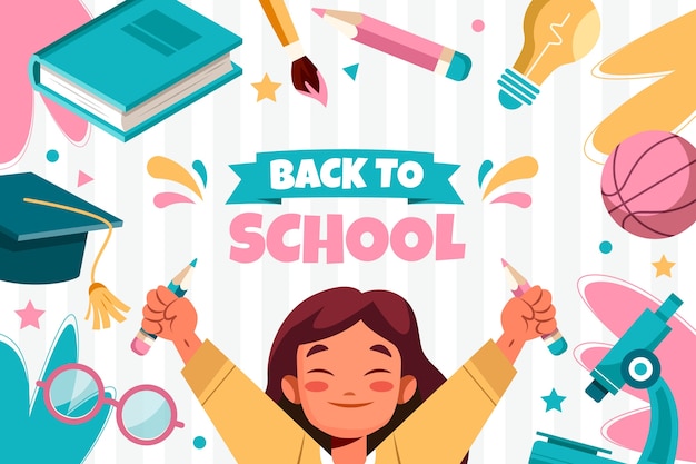 Free vector flat background for back to school season