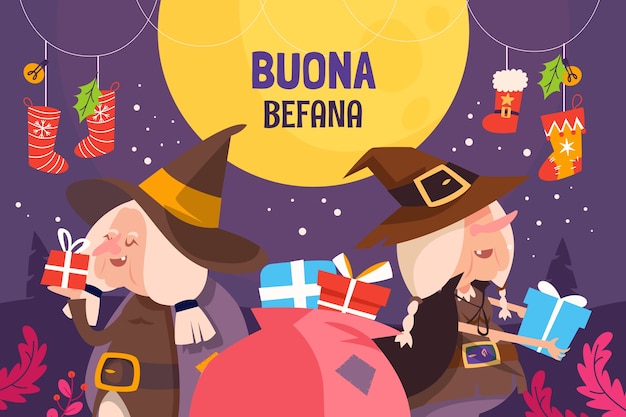 Sfondo piatto per befana