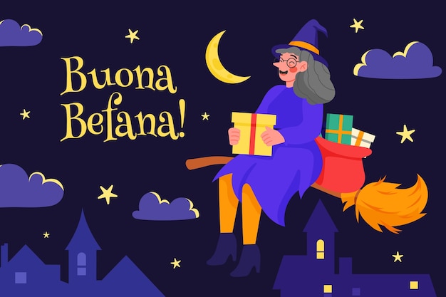 Sfondo piatto per befana