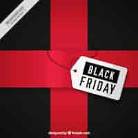 Free vector flat background for black friday with red ribbon