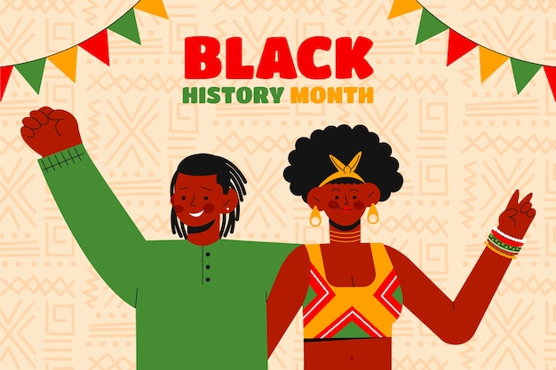 Flat background for black history month celebration