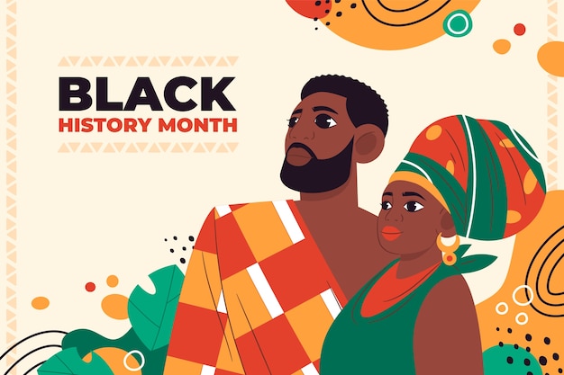 Vettore gratuito sfondo piatto per la celebrazione del mese della storia nera