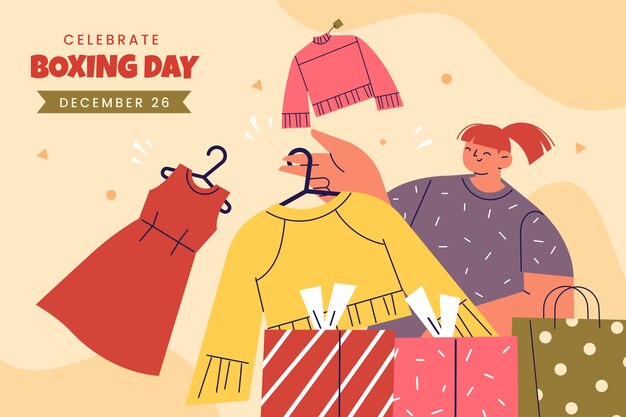 Free vector flat background for boxing day sales