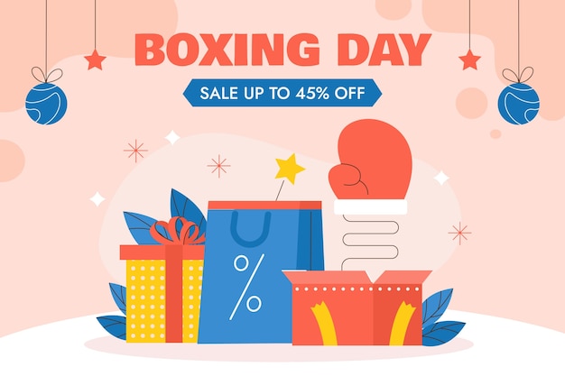 Free vector flat background for boxing day shopping and sales