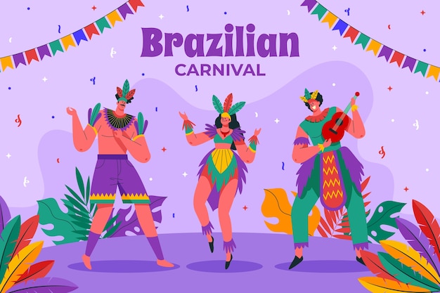 Flat background for brazilian carnival celebration